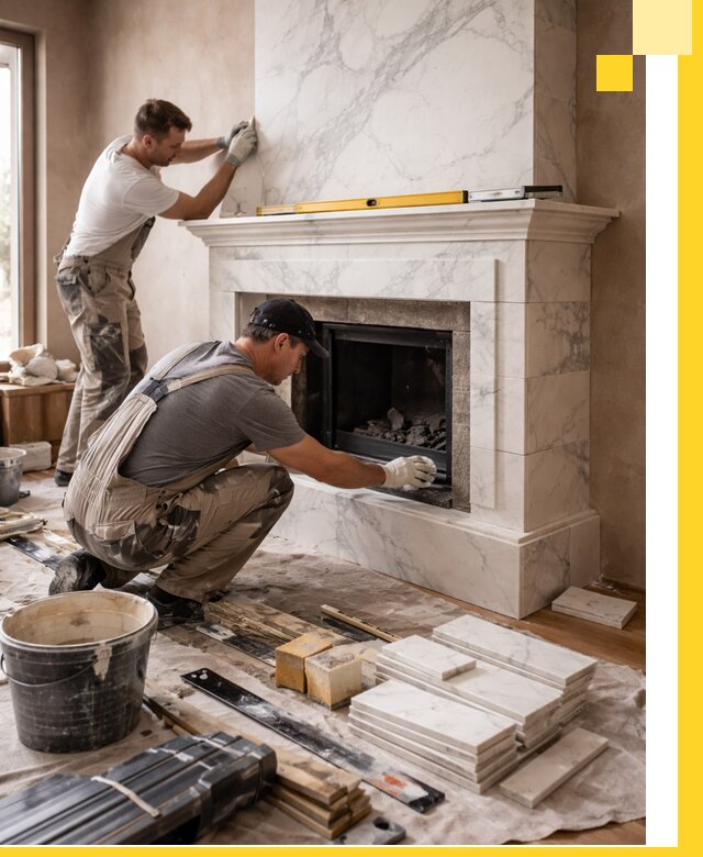 Отделка каминов в Краснотурьинске качественные облицовочные работы