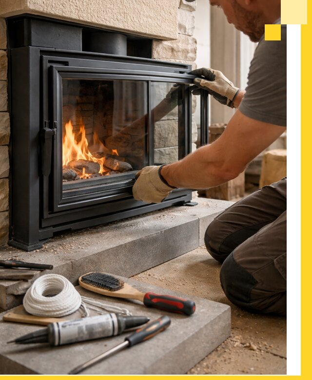 Производство, монтаж и доставка каминов со стеклом в Краснотурьинске