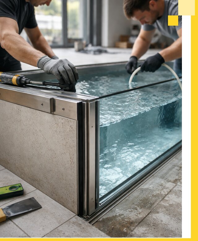 Проектирование и монтаж стеклянных бассейнов в Краснотурьинске