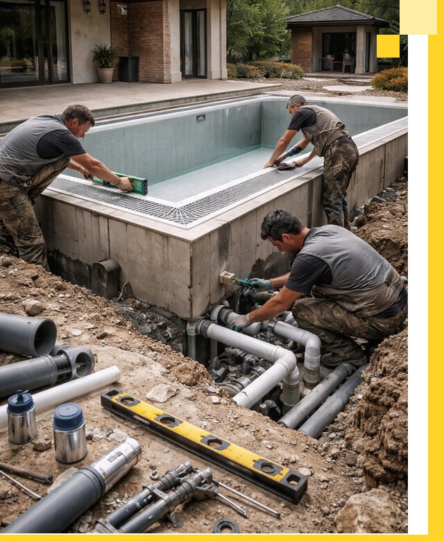 Строительство переливных бассейнов в Краснотурьинске под ключ