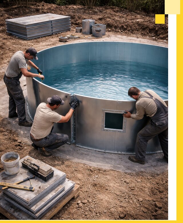 Круглые бассейны под ключ в Краснотурьинске проектирование и монтаж