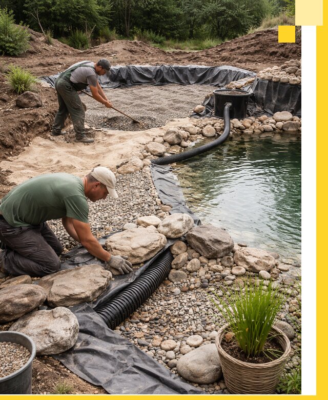 Строительство природных бассейнов и озер в Краснотурьинске под ключ