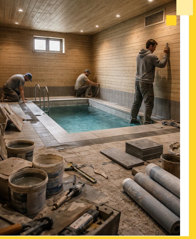 Строительство бани с бассейном и сауной под ключ в Краснотурьинске