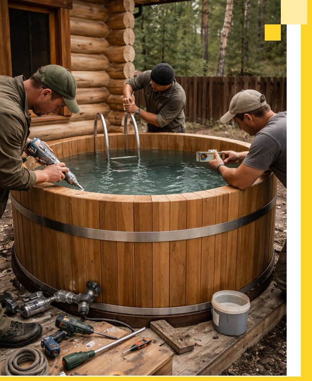 Строительство бань с купелью под ключ и отделкой в Краснотурьинске