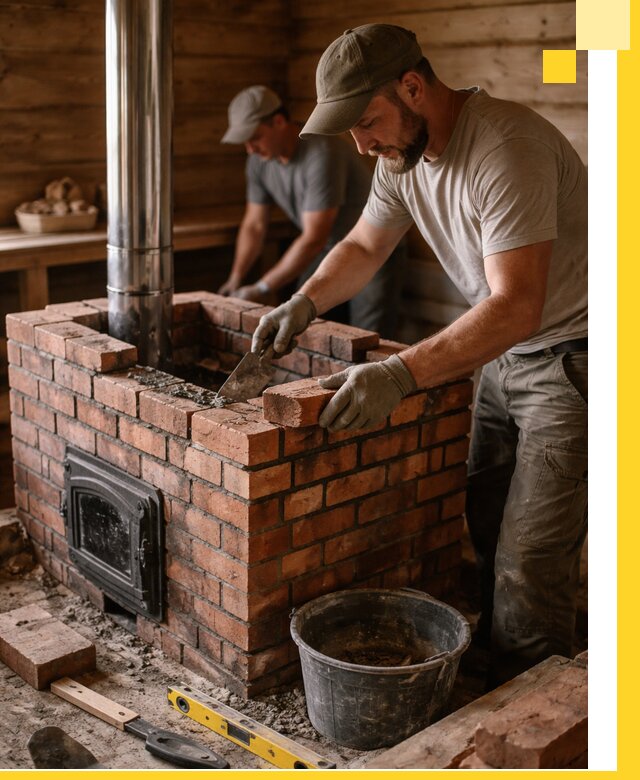 Кирпичные печи для бани под ключ в Краснотурьинске, проект и монтаж