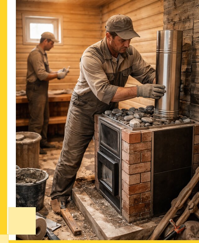 Монтаж печи в бане под ключ в Краснотурьинске от 21266 р. | ЭриданКту