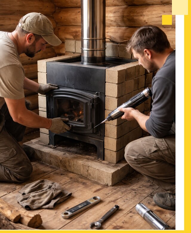 Монтаж и установка печи в бане под ключ с гарантией в Краснотурьинске