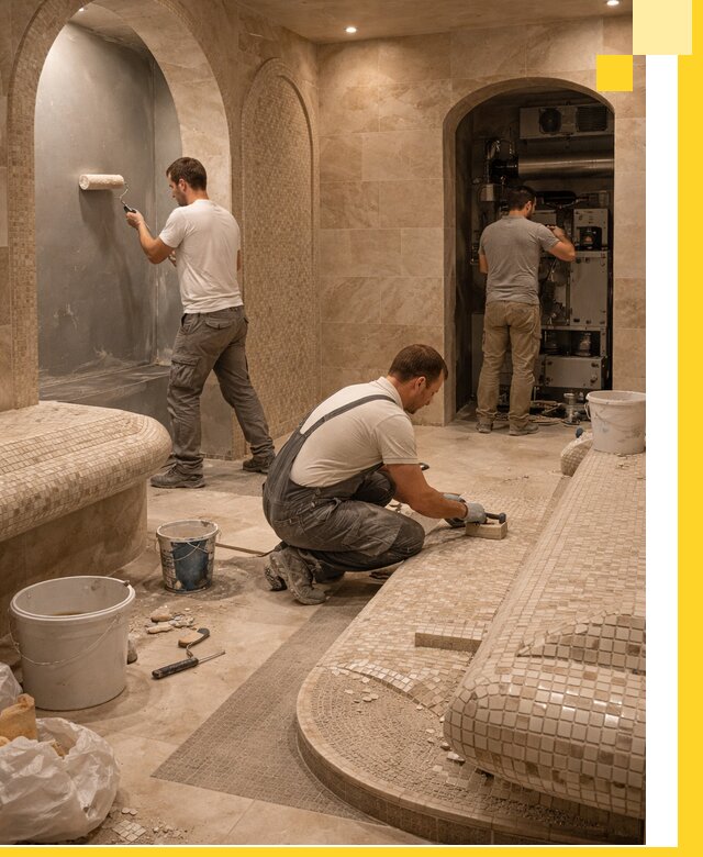 Строительство бани с хамамом и бассейном под ключ в Краснотурьинске