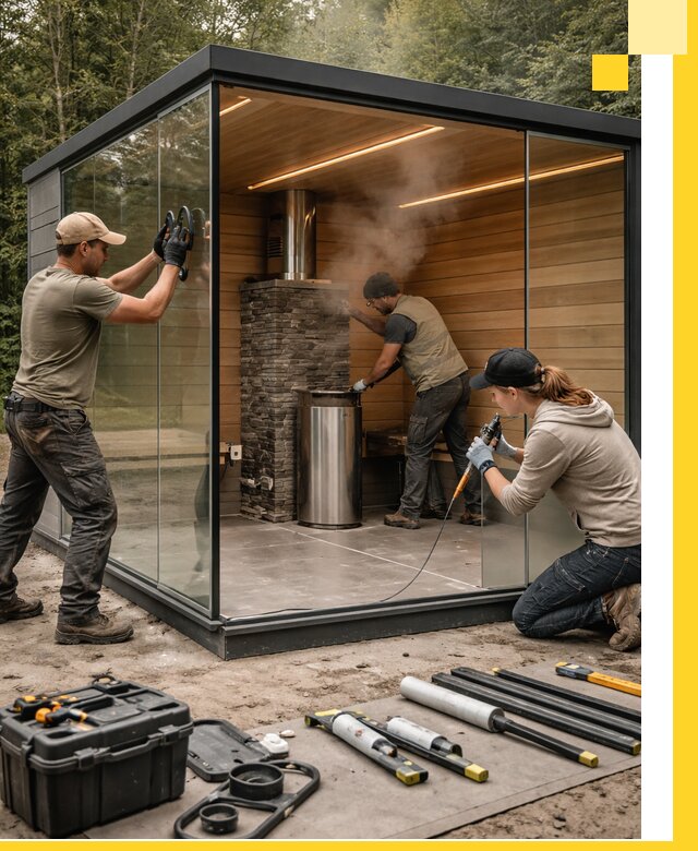 Проектирование и строительство стеклянных бань в Краснотурьинске