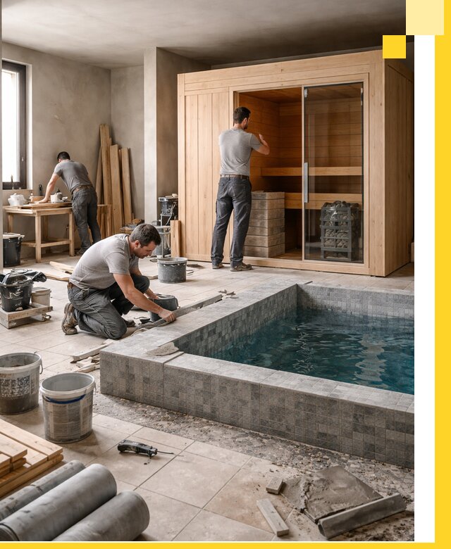 SPA зоны под ключ с бассейном сауной и печью в Краснотурьинске